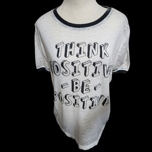 Wild Kiss White Graphic Print Womens MEDIUM T-shirt Think Positive Be Positive